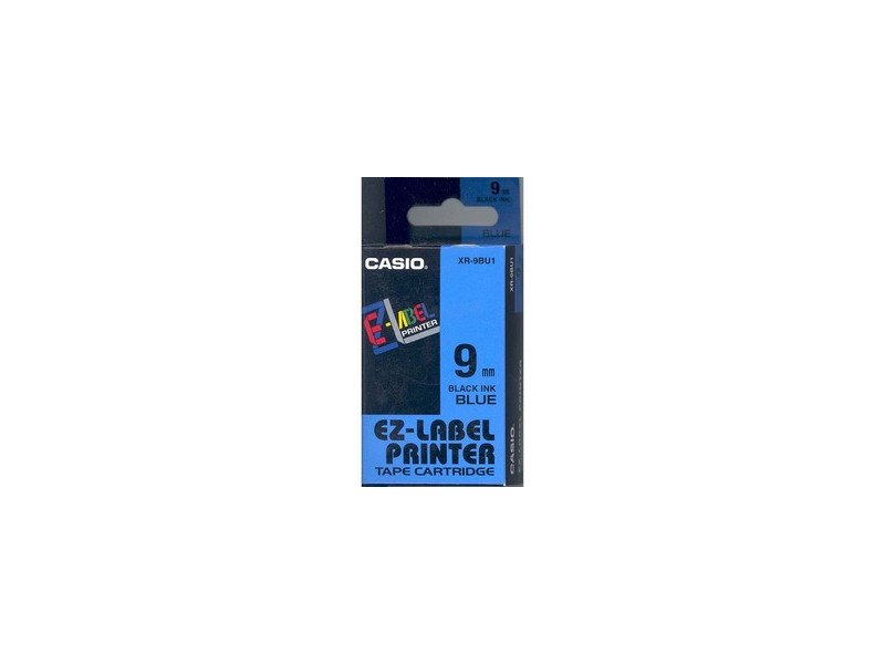CASIO originální páska do tiskárny štítků CASIO XR-9BU1 / černý tisk / modrý podklad / nelaminovaná / 8m / 9mm (XR-9BU1)