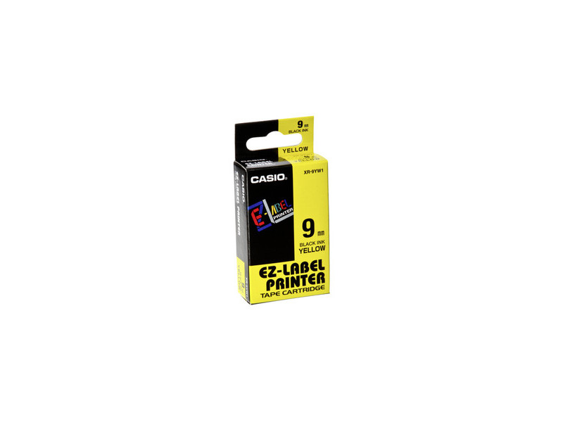 CASIO originální páska do tiskárny štítků CASIO XR-9YW1 / černý tisk / žlutý podklad / nelaminovaná / 8m / 9mm (XR-9YW1)