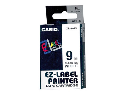 Originálny páska do tiskárny Casio štítků, Casio, XR-9WE1, černý tisk/bílý podklad, nelaminovaná, 8m, 9mm