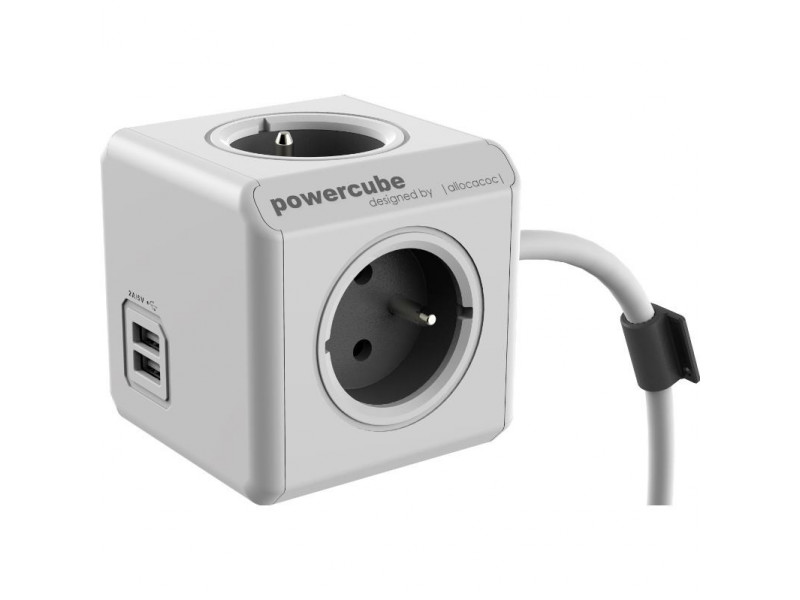 Allocacoc PowerCube Extended USB Grey (1,5m), 8718444082217
