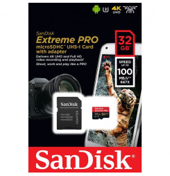 SanDisk Extreme PRO SDHC 32GB 100MB/s V30 + ada