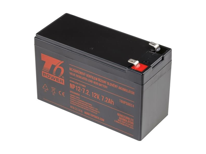 T6 POWER Akumulátor pre UPS, NP12-7.2, 12V, 7,2Ah