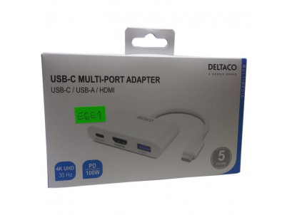 DELTACO USBC-HDMI23, Adaptér USB-C/HDMI, 4K@30Hz