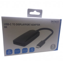 DELTACO Adaptér USB 3.1 Type C/DisplayPort, čierny