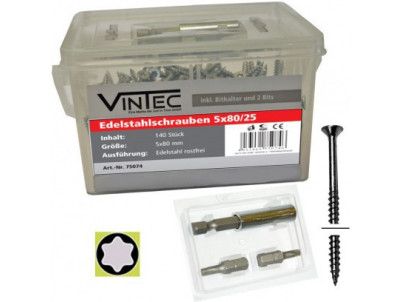 Vintec Nerezové skrutky 5x80 T25 140 ks