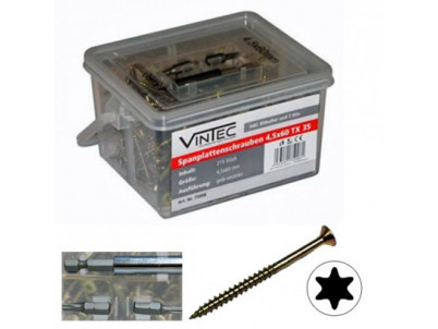 Vintec Skrutky do drevotriesky 4,5x60 T20, 215 ks