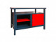Dielenský pracovný stôl so skrinkou s dvierkami a odkladacím priestorom, antracit / červená