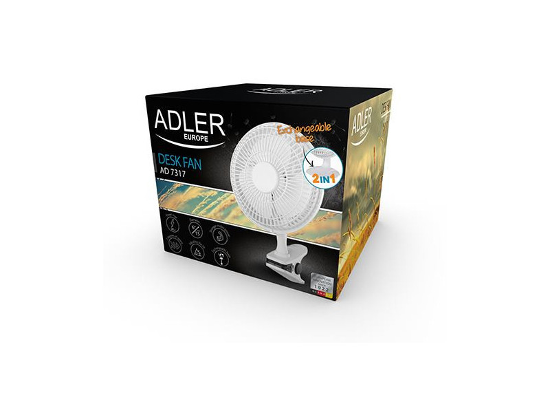 ADLER AD 7317, Stolný ventilátor s klipom 2v1