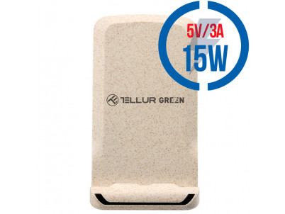 TELLUR Green, Bezdrôtová Qi nabíjačka, 15W, cream