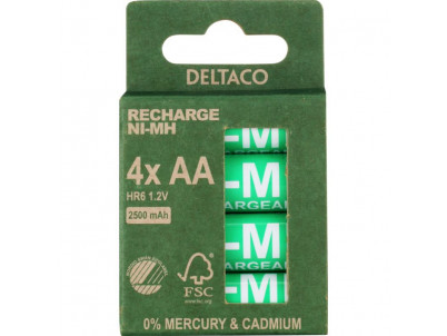 DELTACO RECHARGE, Batérie NiMH AA, HR6 4ks