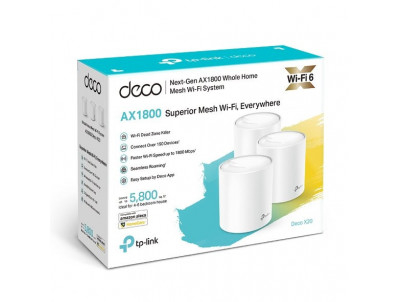 WiFi router TP-Link Deco X20(3-pack) AX1800, WiFi 6, 2x GLAN, / 574Mbps 2,4GHz/ 1201Mbps 5GHz