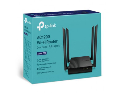 WiFi router TP-Link Archer C64 AC1200 dual AP/router, 4x GLAN, 1x GWAN/ 400Mbps 2,4/ 867Mbps 5GHz