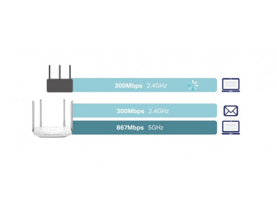 WiFi router TP-Link Archer C50 AC1200, AP/router, 4x LAN, 1x WAN / 300Mbps 2,4/ 867Mbps 5GHz