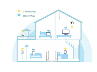 WiFi router TP-Link Archer C50 AC1200, AP/router, 4x LAN, 1x WAN / 300Mbps 2,4/ 867Mbps 5GHz