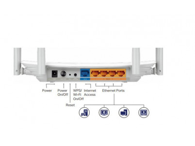 WiFi router TP-Link Archer C50 AC1200, AP/router, 4x LAN, 1x WAN / 300Mbps 2,4/ 867Mbps 5GHz