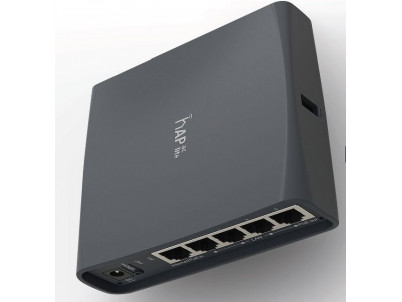 RouterBoard Mikrotik RB952Ui-5ac2nD-TC, hAP ac lite tower, 5x LAN, 2.4+5Ghz, 802.11a/b/g/n/ac, USB, 1x PoE out 