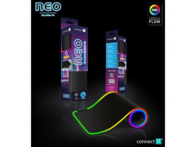 CONNECT IT NEO RGB, L, Hráčska podložka, čierna