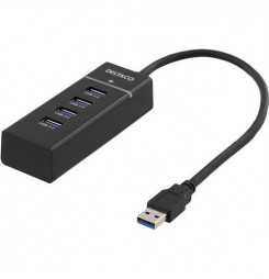 DELTACO UH-475, USB Hub, 4x USB Type A, čierny