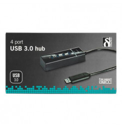 DELTACO UH-475, USB Hub, 4x USB Type A, čierny