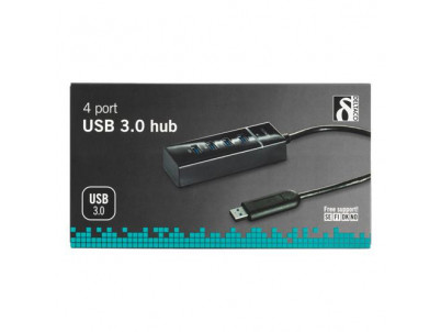 DELTACO UH-475, USB Hub, 4x USB Type A, čierny
