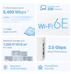 WiFi router TP-Link Deco XE75 Pro(3-pack) AXE5400, WiFi 6E, 1x 2.5GLAN, 2x GLAN / 574Mbps 2,4GHz/ 2402Mbps 5GHz/ 2402 6G