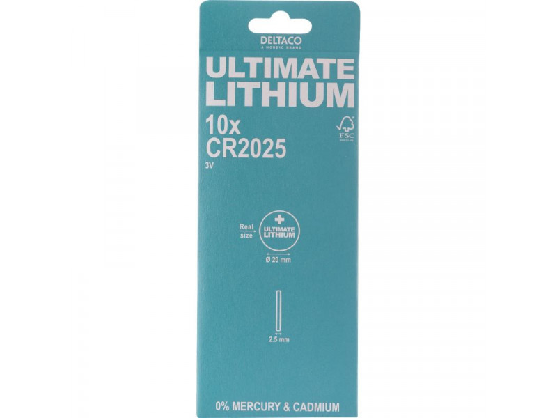 DELTACO Ultimate, Batéria LITHIUM CR2025, 10ks