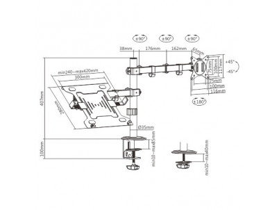 GEMBIRD MA-DA-03, Držiak na monitor 17"-32"