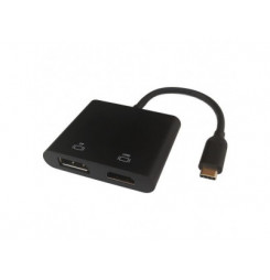 DELTACO Adaptér USB Type C/HDMI, DP, čierny