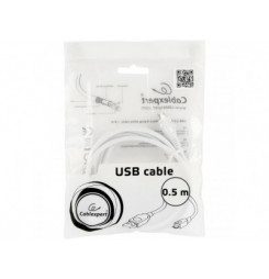 KABEL USB A - MicroB 0.5m biely