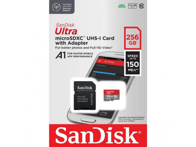 SanDisk Ultra Micro SDXC 256GB, 150MB/s, CL10 + A