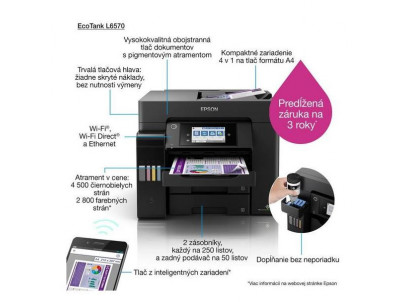 EPSON EcoTank L6570, Multifunkcia, A4, čierna