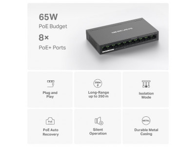 MERCUSYS MS110P, 8-Port 100 Mbps Desktop Switch