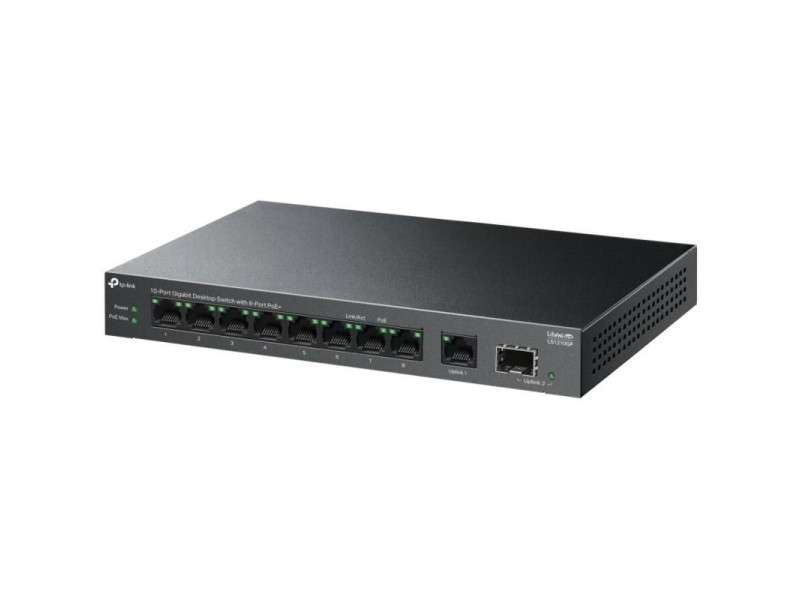 TP-Link LS1210GP, Switch 10-Port/1Gbps/Desk/PoE+