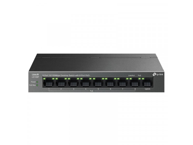 TP-Link LS109P, Switch 9-Port/100Mbps/Desk/PoE+