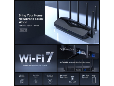 MERCUSYS MR47BE, BE9300 Tri-Band Wi-Fi 7 Router