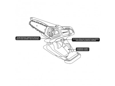 GRAPHITE ENERGY+, Mini reťazová píla 18V, Li-Ion