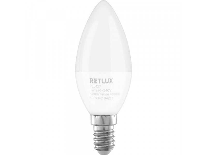 RLL 427 C37 E14 candle  6W CW     RETLUX