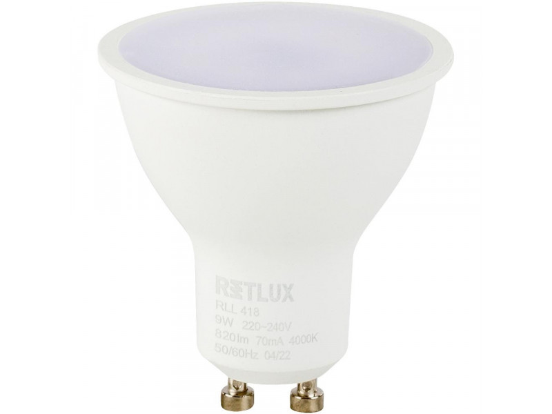 RLL 418 GU10 bulb 9W CW RETLUX