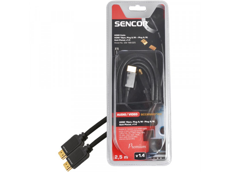 SAV 166-025 HDMI M-M 2,5m v1.4 P SENCOR