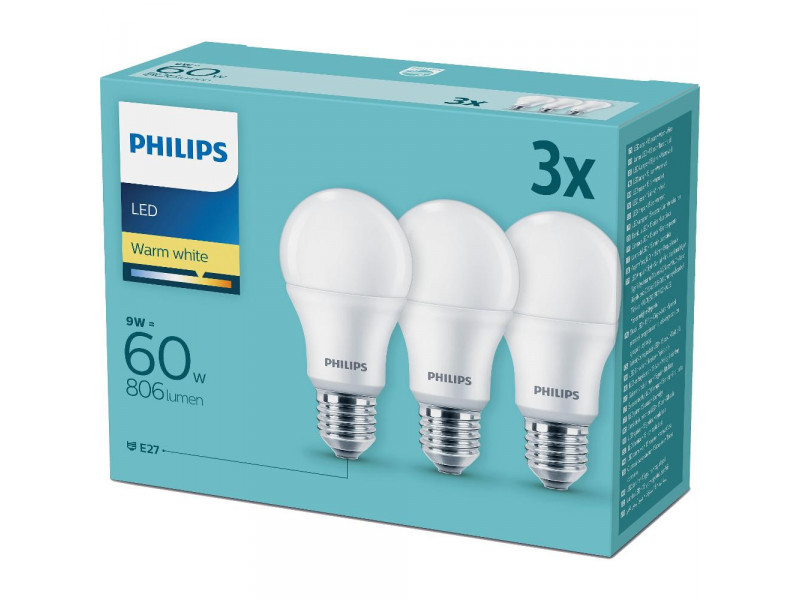 Philips mini globe, 8W, E27, teplá biela , 3ks