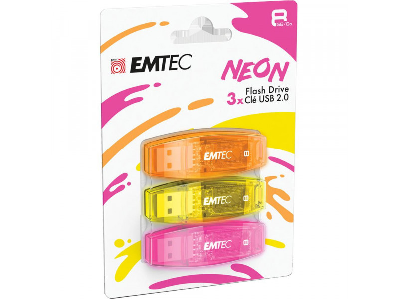 C410 USB 2.0 8GB NEON 3pack     EMTEC