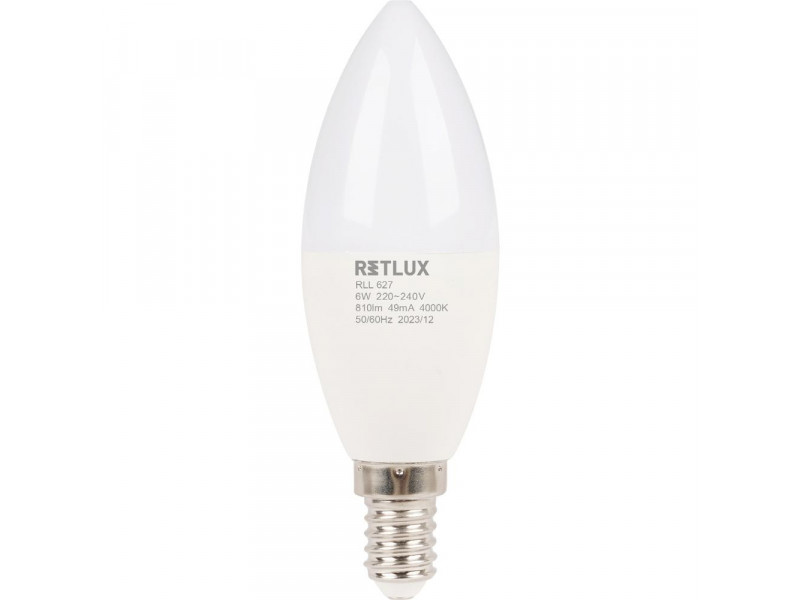 RLL 627 C37 E14 candle 6W CW D RETLUX