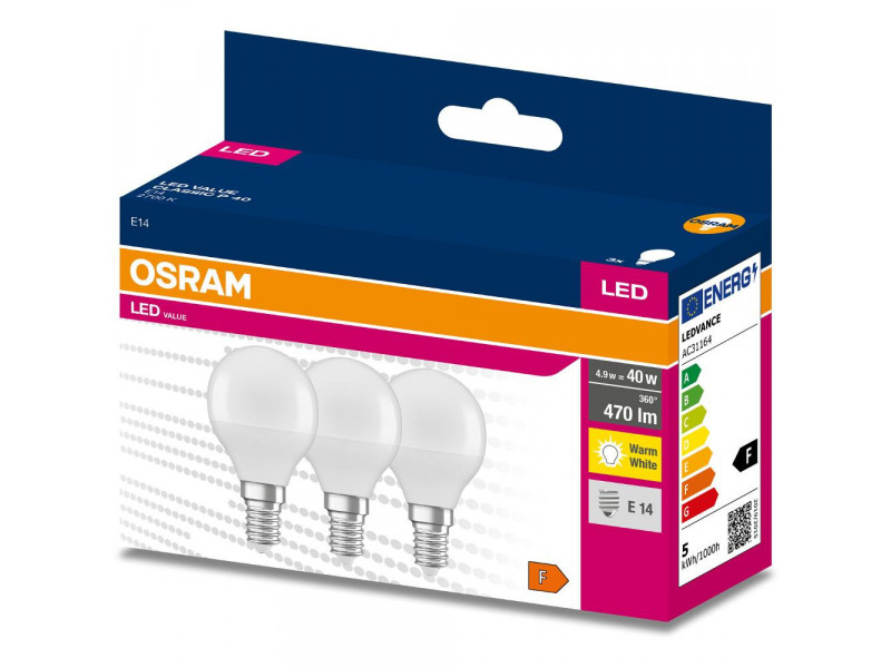 LED Cla. P 40 4.9 W/2700 K E14 OSRAM