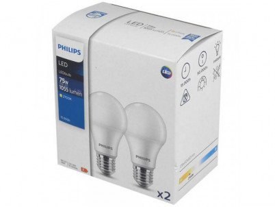 LEDbulb 10-75W A60 E27 WW 2 Pack PHILIPS