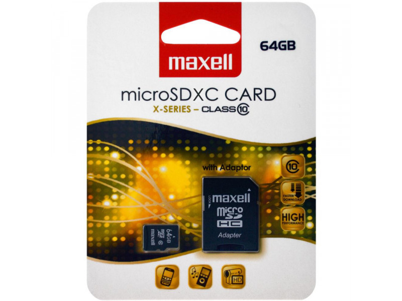 MicroSDXC 64GB CL10 + adpt 854731 MAXELL