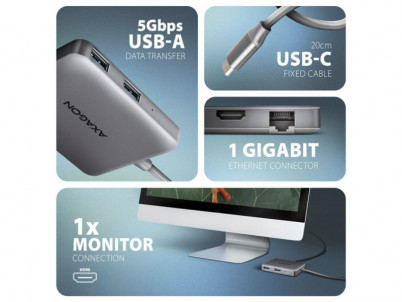 HMC-5HL HUB 5Gbps 2xUSB-A HDMI RJ45 100W