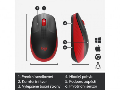 Wireless Mouse M190, Red LOGITECH