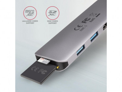 HMC-5 USB HUB 2xUSB-A HDMI microSD 100W