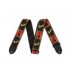 Fender 2" Monogrammed Strap, Black/Yellow/Red