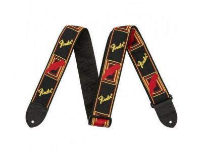 Fender 2" Monogrammed Strap, Black/Yellow/Red